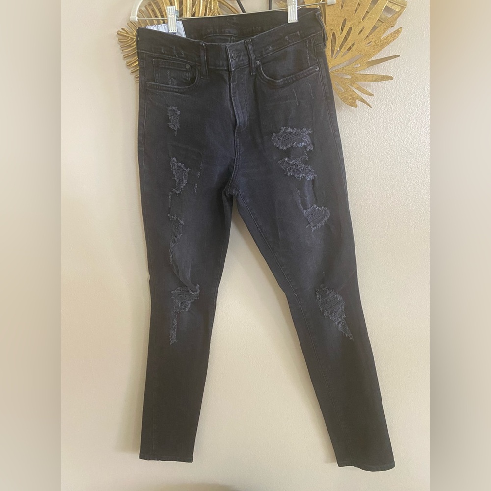 H&M Black Distressed Skinny Jeans for Men